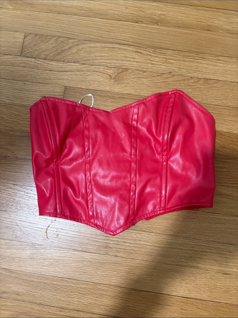 Princess Polly Red Faux Leather Strapless Corset Bustier